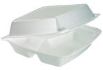 FOAM HINGED CNTNR MED 3 COMPART WHI 2/100