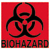 DECAL FLUORESCENT ORANGE-RED BIO HAZARD