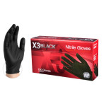 Ammex X3 BLACK Exam 3.0 Mil Nitrile Glove - Large BX346100