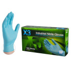 Ammex X3 Blue Exam 3.0 Mil Nitrile Glove - Small X342100
