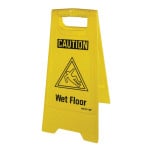 Wet Floor Sign, Yellow, English Only