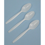 White Medium Weight Plastic Teaspoon, Pack Bulk 1000 Per Case, Length 5.9"