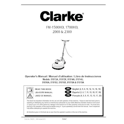 Michco Inc Manual Clarke Fm 1500hd