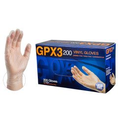 Ammex GPX3D Vinyl Clear Exam 3.0 Mil Glove 200/Box- Medium GPX3D44100