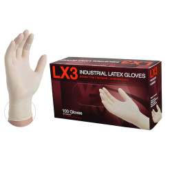 Ammex LX3 Standard Latex Ivory Exam 3.0 Mil Glove - Large LX346100