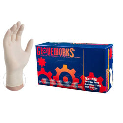 Image of product Ammex GloveWorks Latex Ivory Exam 5.0 Mil Glove - Medium TLF44100