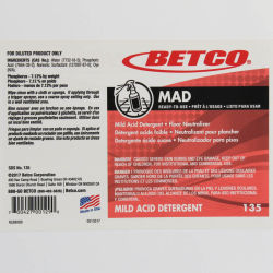 Image of product Betco MAD Mild Acid Detergent End User Label