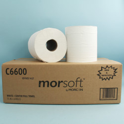Image of product Morcon Center Pull Towel 2 Ply, White 600'/Roll, 6/Case C6600